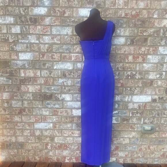 BCBGMaxAzria Kristine One-Shoulder Peplum Purple Formal Gown Size 2P - Picture 3 of 7